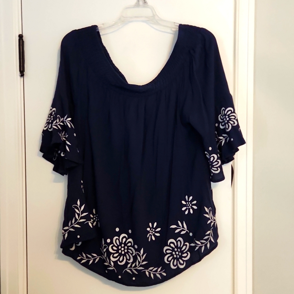 Torrid Navy blue off the shoulder top